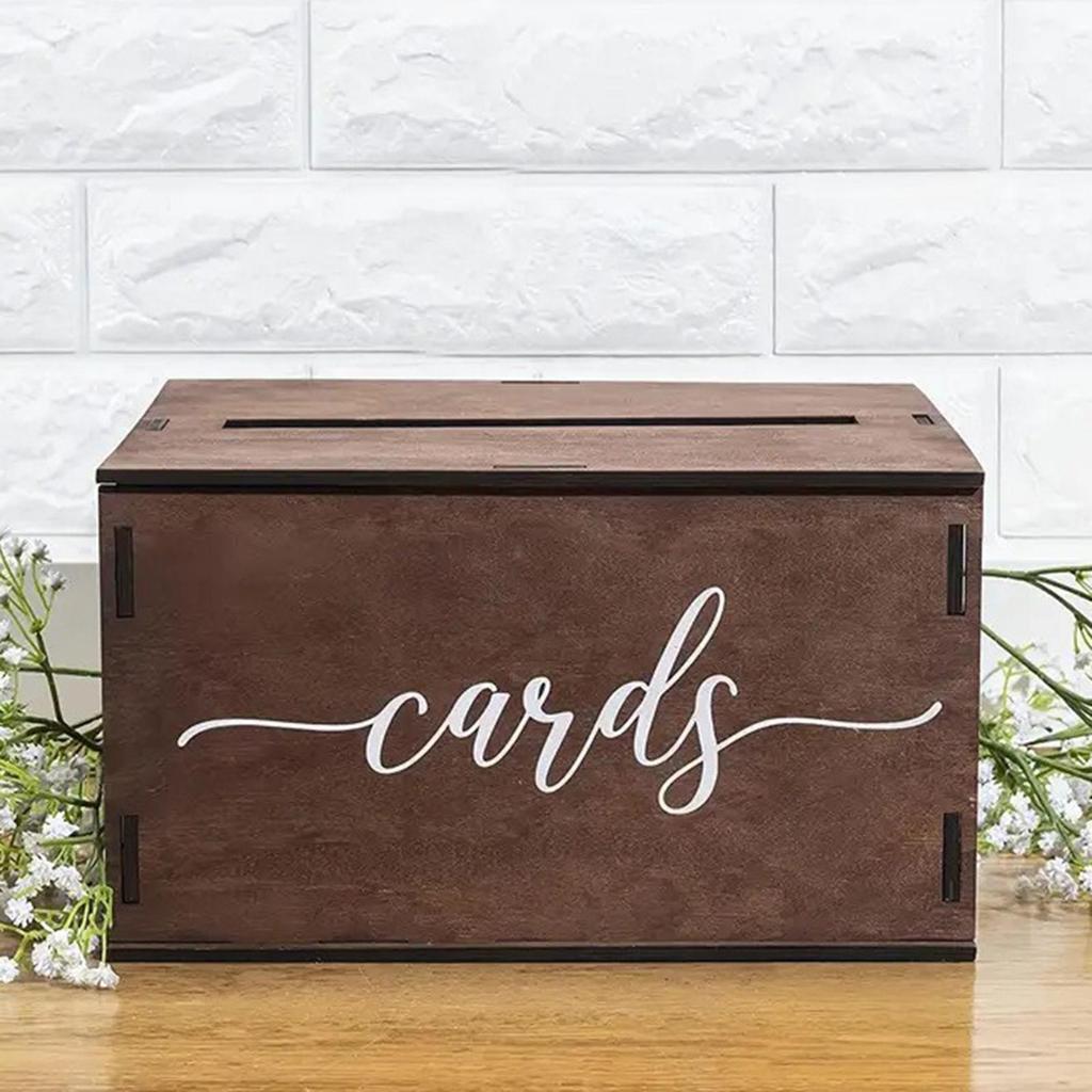 Wedding Card Box Wood Decoration Organizer for Anniversary Birthday Ceremony