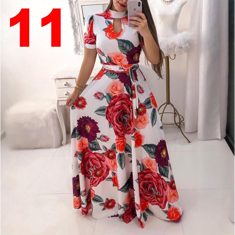 Women's Floral Print Long Sleeve Half High Neck A Line Maxi Dress Plus Size Party Evening Dress