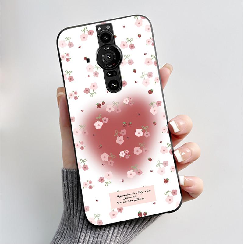 Printing Pattern Case For Sony Xperia Pro-I Fundas Soft Silicone Black Shell Cover Cute Flower Cartoon Casing Capa Coque