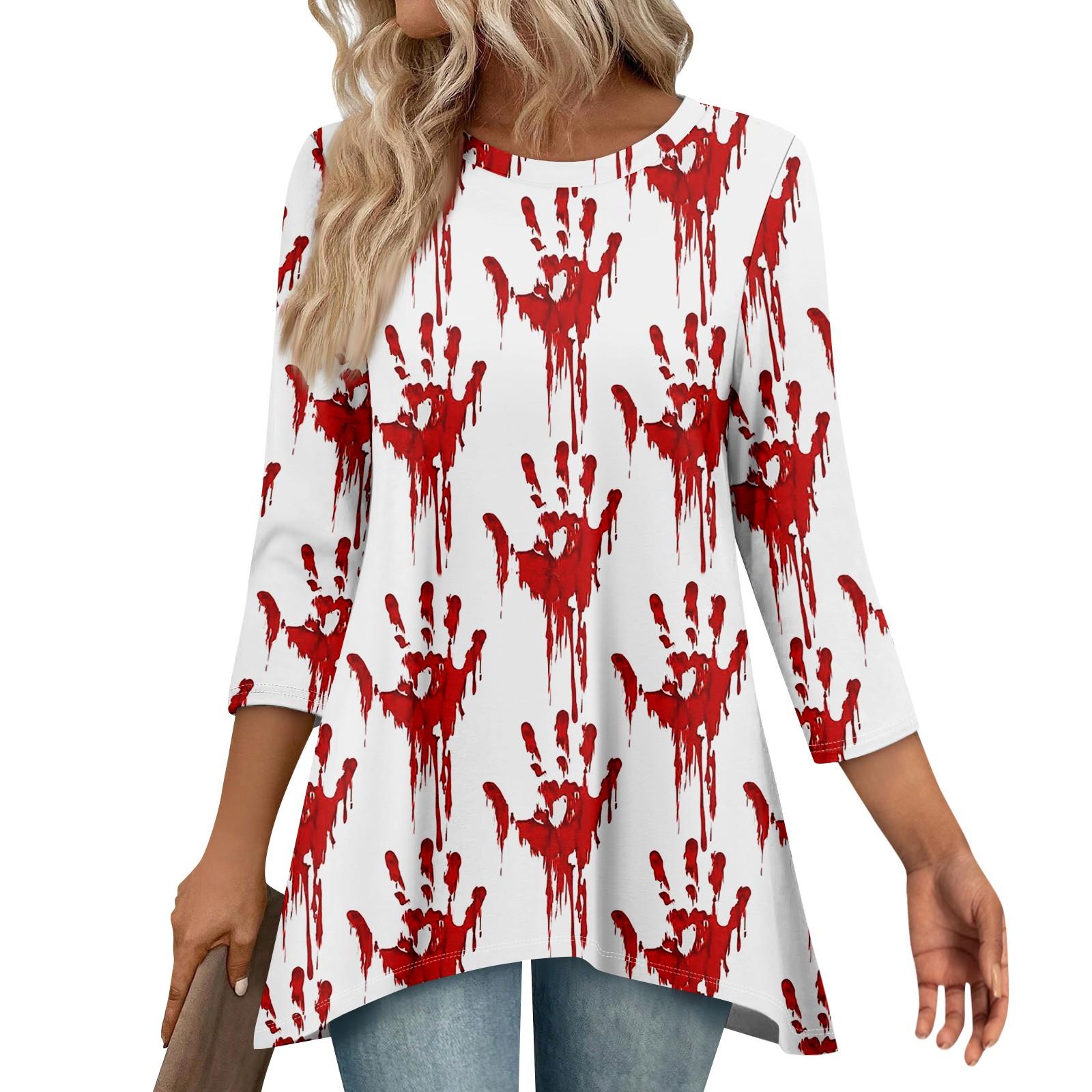 

Туники для женщин Свободного кроя Топы с принтами Рукав 3/4 Женские топы с асимметричным подолом M