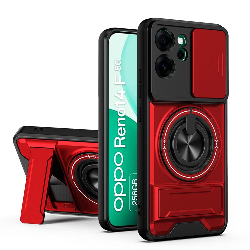 KEYSION Magnetic Phone Case for OPPO Reno14 Pro 5G Reno14 F 5G Slide Camera Protection Upright Kickstand Ring Shockproof Cover