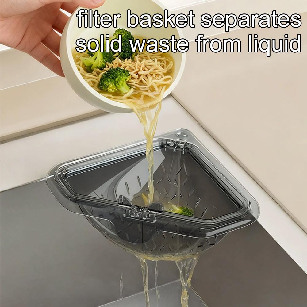 Magnetic Draining Triangular Filter Corner Drainer Rack Food Catcher Stopper Anti Clogging Kitchen Gadget Accessories