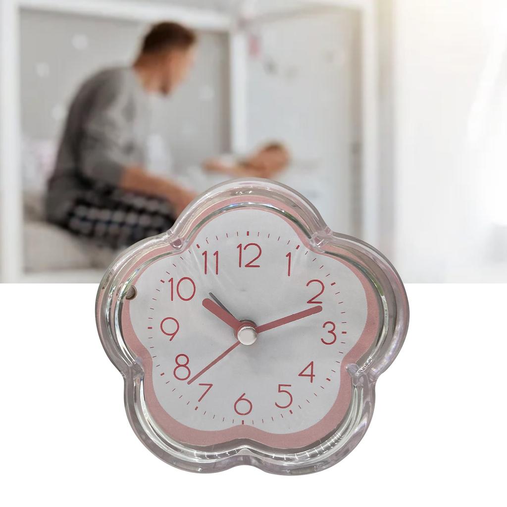Cute Alarm Clock Flower Shape Quiet Low Noise Transparent Small Alarm Clock for Living Room Bedroom