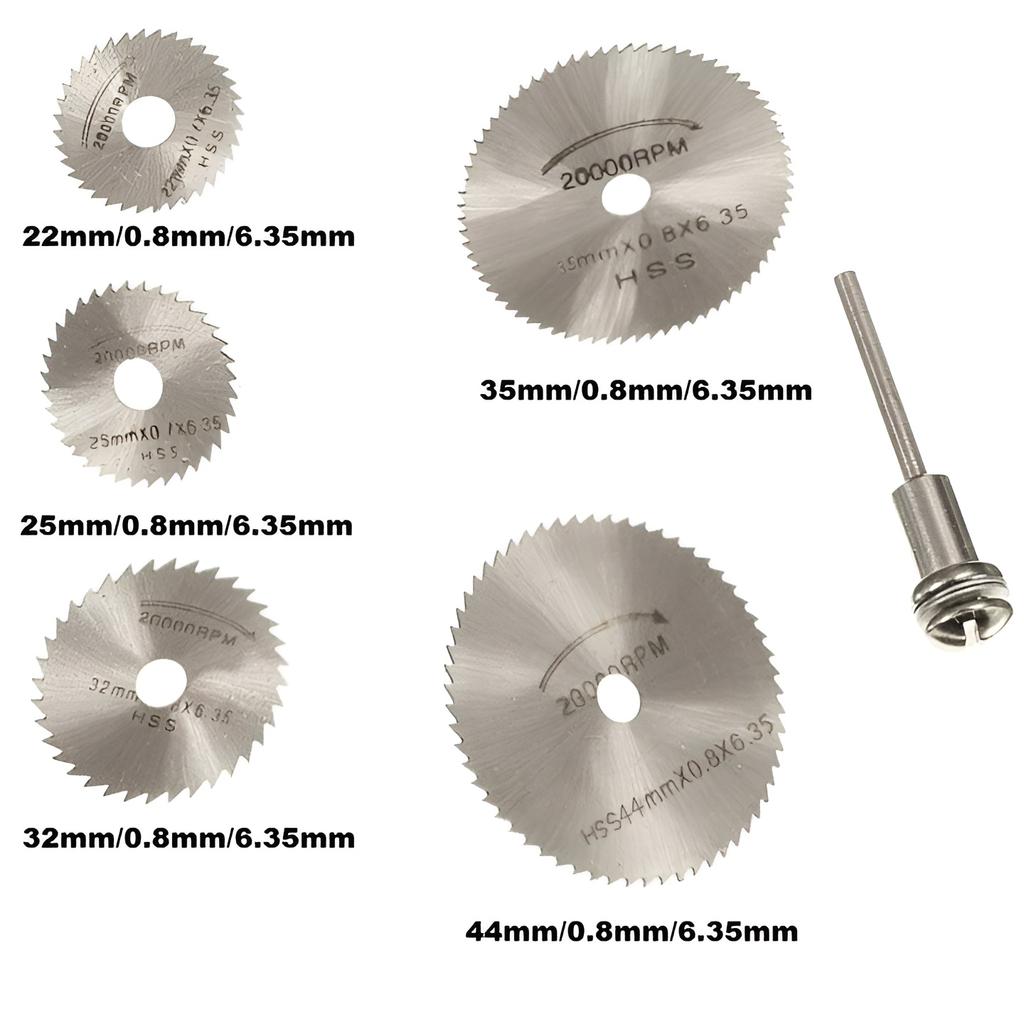 Set of 6 Cutting Discs for Mini Grinder + Screwdriver Adapter