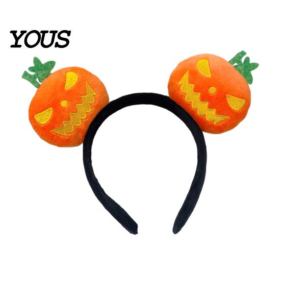 Funny Cosplay Hair Accessories Halloween Plush Pumpkin Headband, Fuzzy Orange Ghost Face Bulk for Women Costume Comfortable Soft Elastic Hairbands