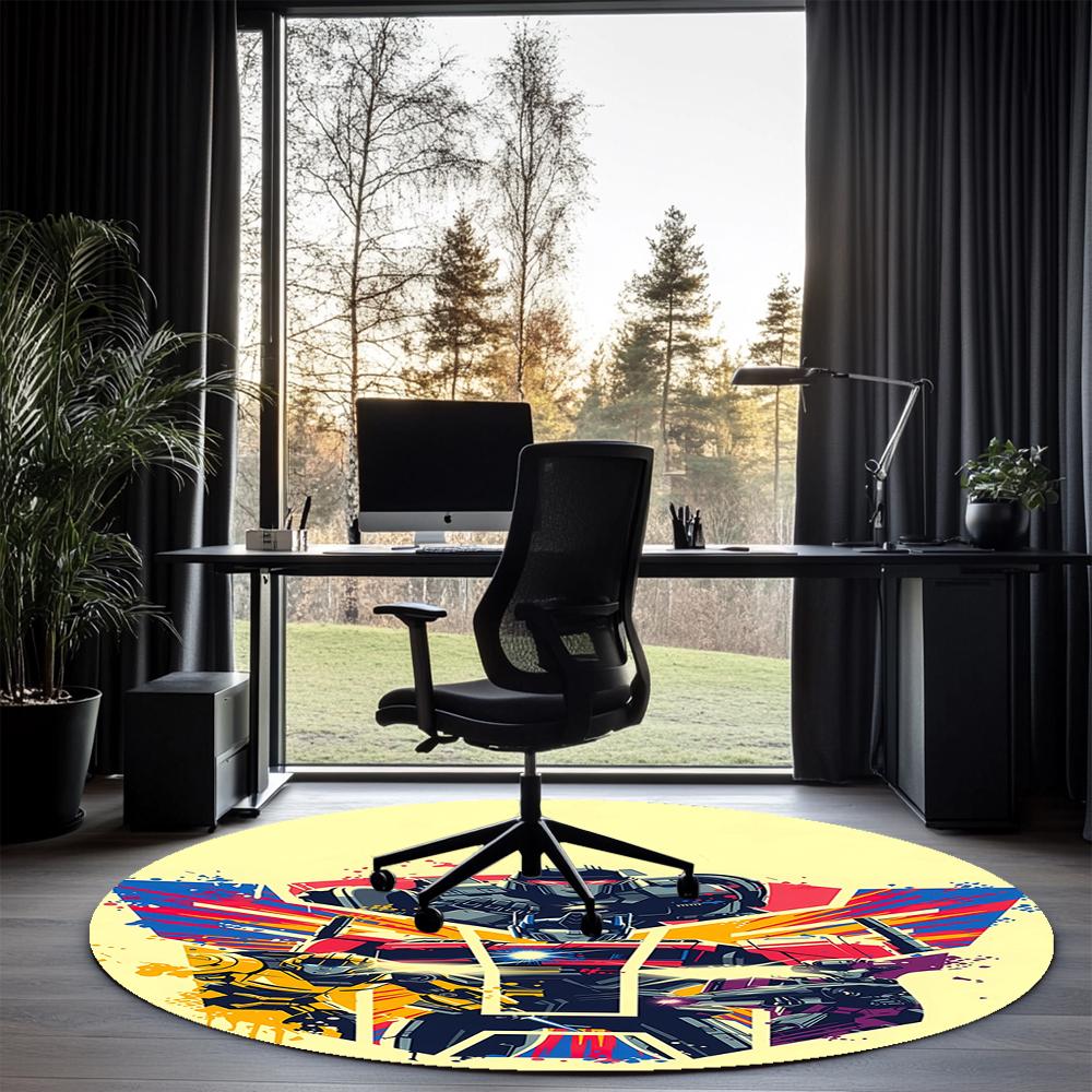 Transformers Printed Round Rug Carpet Chair Rug Area Rug Entryway Doormats,for Office Chair Living Room Bedroom Kitchen Room.