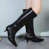 Autumn/winter New Women's High-heeled Boots Long Tube Rubber Boots Pointed Toe Long Tube For Women