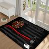 Firefighter Doormat Black Wood Grain Flannel Rug, Fire Department Emblem Non-Slip Machine Washable Door Carpet for Decor