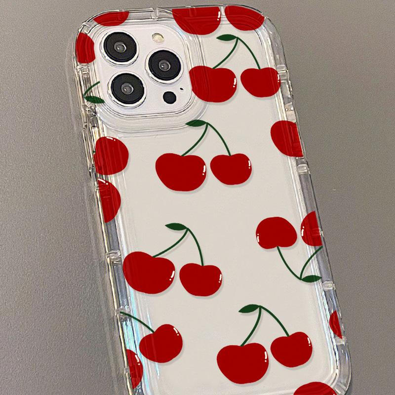 Cherry Y2k Phone Case for iPhone 16 15 14 13 12 11 Pro Max 7 8 Plus X XR XSMax Airbag Anti Fall Clear Back Cover