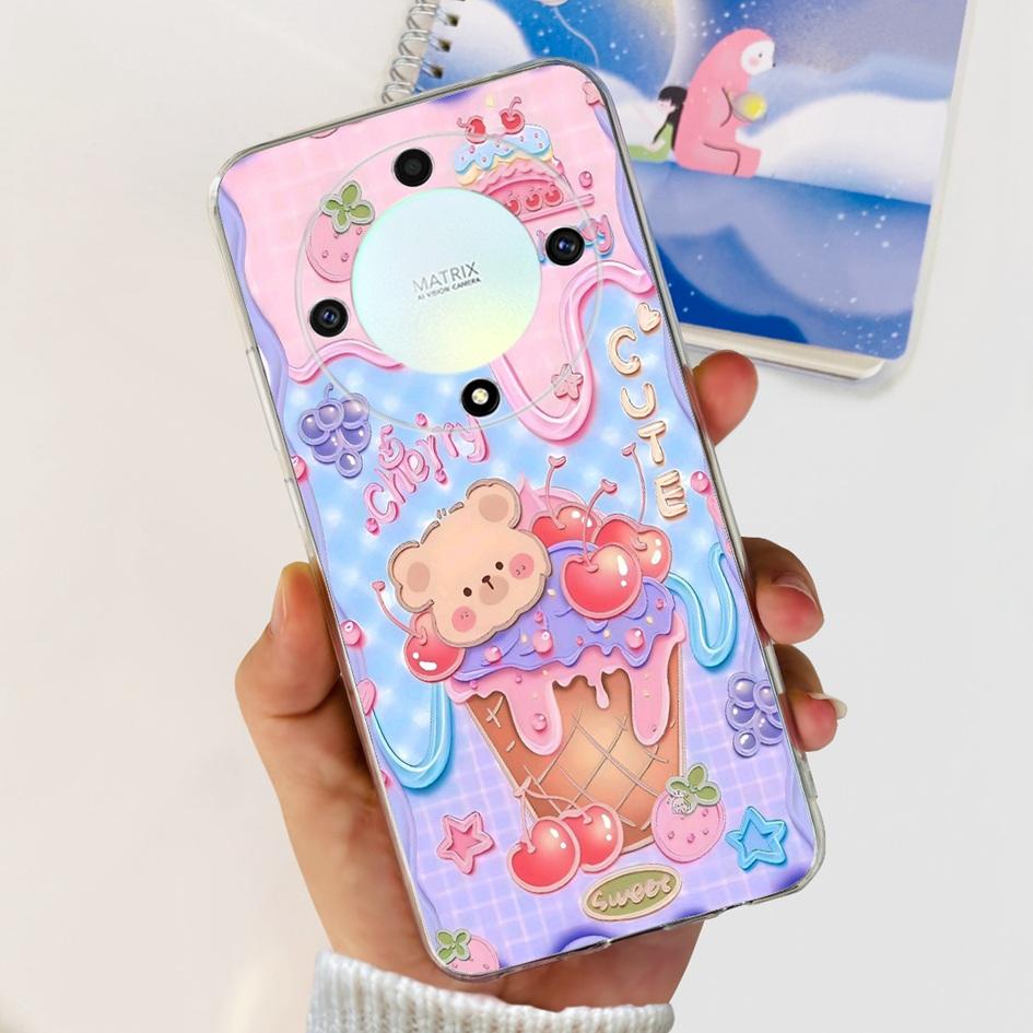 For Honor X9b 5G Case ALI-NX1 Popular Flower Soft Clear Silicon TPU Cover For Honor X9a RMO-NX1 HonorX9 ANY-NX1 Shockproof Funda