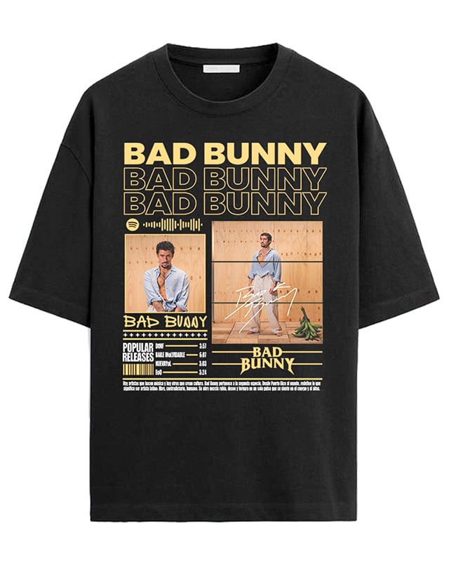 Pop Music Tee Bad Bunny Graphic Tshirt Unisex Unisex Oversized Streetwear Unisex Casual Cotton High Quality Female Male Clothing