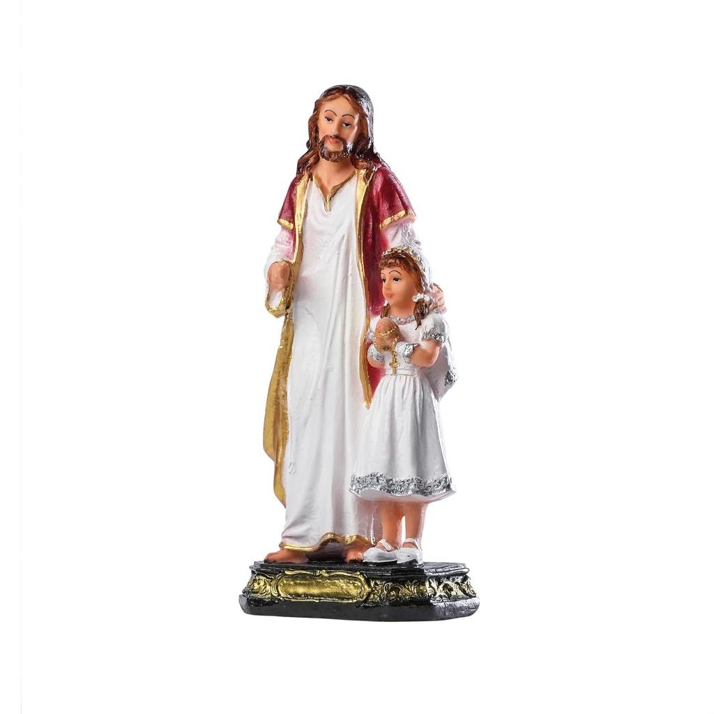 Jesus and Girl Statue, First Holy Communion Gift for Girls FIRST HOLY COMMUNION STATUE - Jesus and Girl Figurine for Christian Home Decor