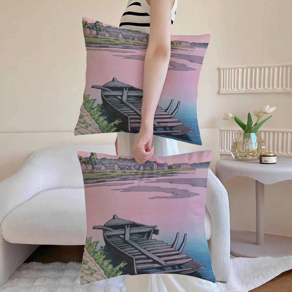 

Наволочки Hasui Kawase, Декоративные чехлы для подушек на диван и в гостиную, Пылезащитные и устойчивые к клещам, Невидимая молния 12x12Inch