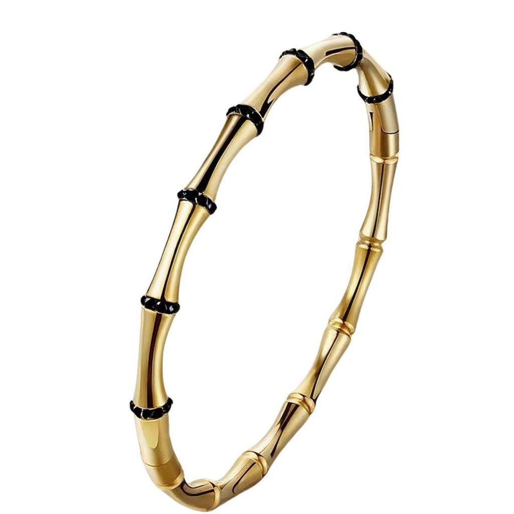 Bracelet de Luxe en Acier Inoxydable pour Femme: Titane Électroplaqué, Sertissage Diamants Complet, Style Européen-Américain