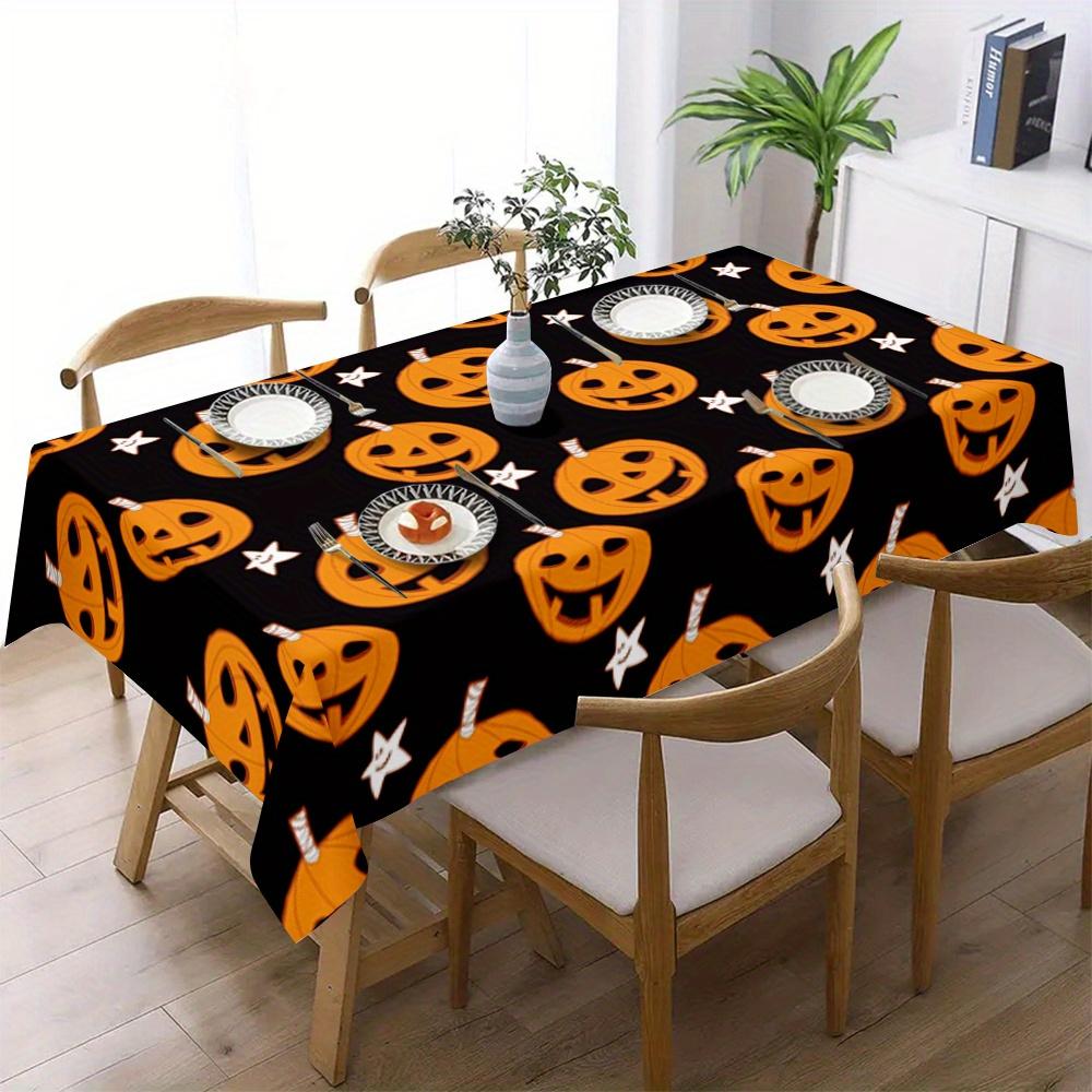 Halloween Pumpkin Rectangle Tablecloth for Tables Decor Dining Room Waterproof Wedding Party Table Cloth Halloween Decorations