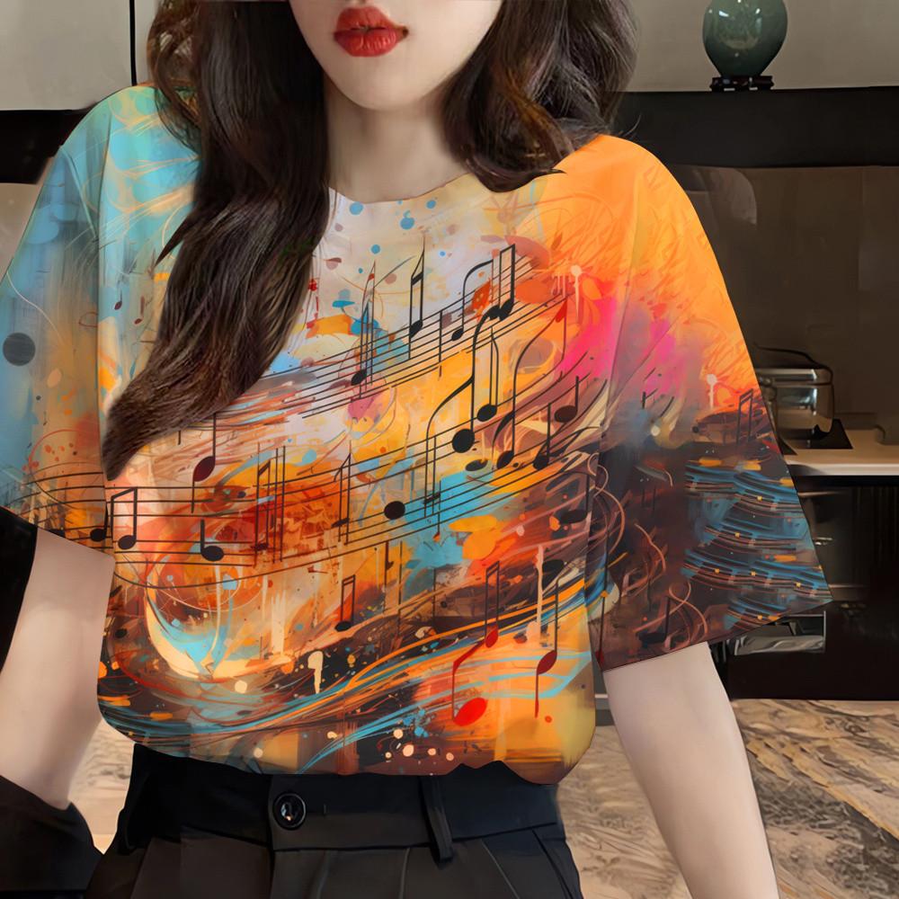 Women's Rainbow Pattern T-shirt Printed T-shirt Graffiti Casual T-shirt
