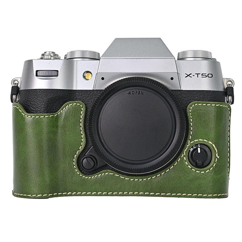 For Fujifilm X-T50 PU Leather Half Case Grip Digital Camera Bag Cover with Opening Bottom A