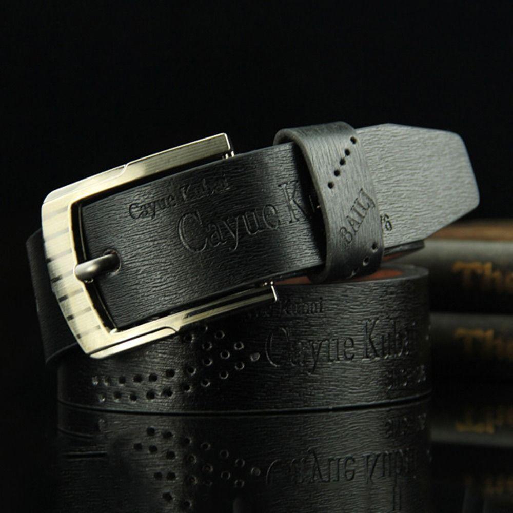 Men's Leather Belt Letter Print Luxury Classic Buckle Business Belts Cowboy Vintage Waistband Alloy Belts Durable