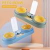 Double Dog Cat Bowls With Water Dispenser Tilted Cat Food Dishes For Indoor Pet-Green