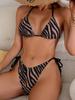 2025 Zebra Stripe Halter Bikini Three-Piece Swimsuit