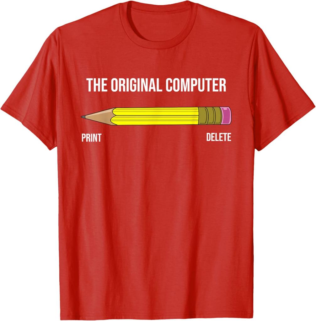 The Original Computer Funny Sarcastic Programmer Pencil Gift TShirt Graphic Tee Shirt Men Casual Short Sleeve