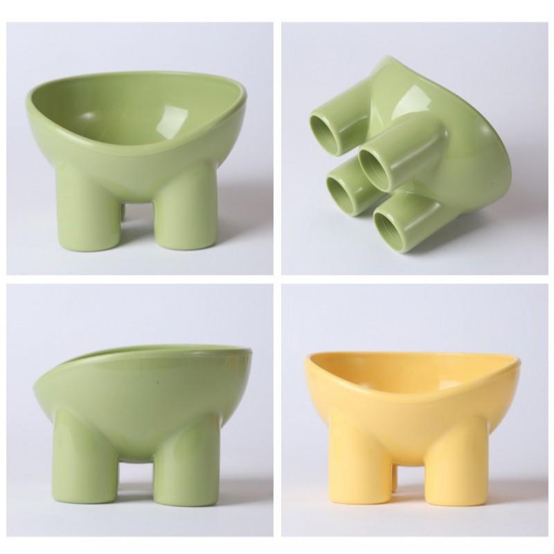 Ergonomic Cat Bowl With Angled Rim Neck Support Plastic Pet Food Water Dish In Multiple Colors