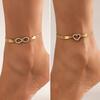 Wind Leisure Beach Diamond-Encrusted Love 8-Character Infinite Symbol Anklet, Simple Geometric Metal Chain Anklet