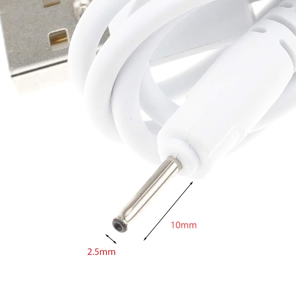 Yarniss USB Charger Cable USB to DC 2.5mm Round, Fit for Lighted & Counting Crochet Hooks