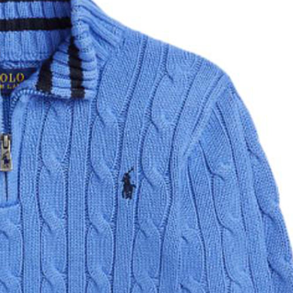 Polo Ralph Lauren Striped Mock Neck Pullover Logo Slim Fit Long Sleeve Sweater Kids sweater Blue CWPOSWEB6820493-400