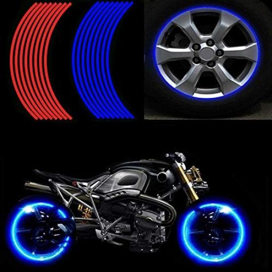 16pcs Reflective Wheel Rim Stripe Decal Sticker for Motorcycle Wheels Car Cycling Bike Bicycle Night Safety Decoration Stripe Universal Reflective