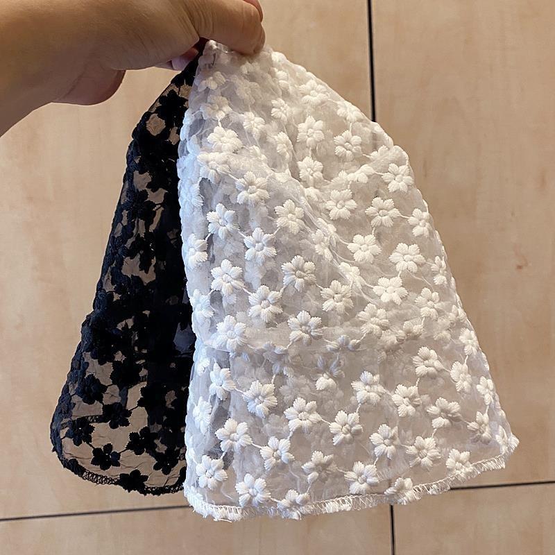 Women's Summer Fisherman Hat Retro Lightweight Floral Embroidery Sun Protection Korean Style Lace Sunshade Basin Hat