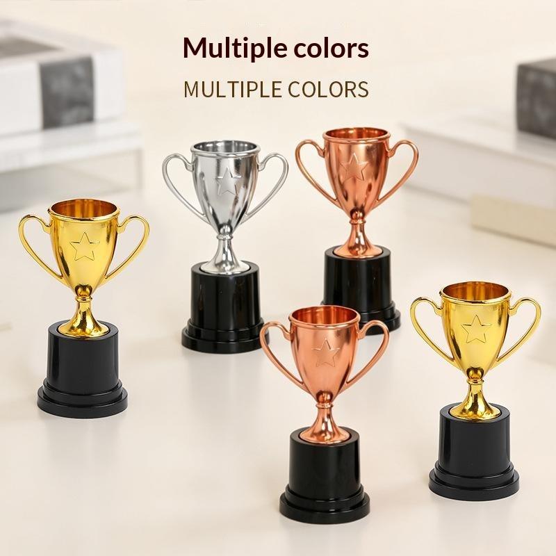 2Pcs Plastic Trophy Small Size Trophy Model Award Trophies Plastic Material Pentagram Star Award Cup Kids Party