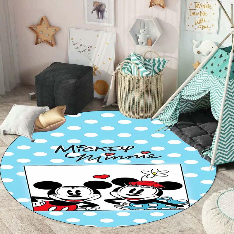 Minnie and Mickey Mouse print round rug, Valentine's Day, anniversary floor decoration, wedding room rug