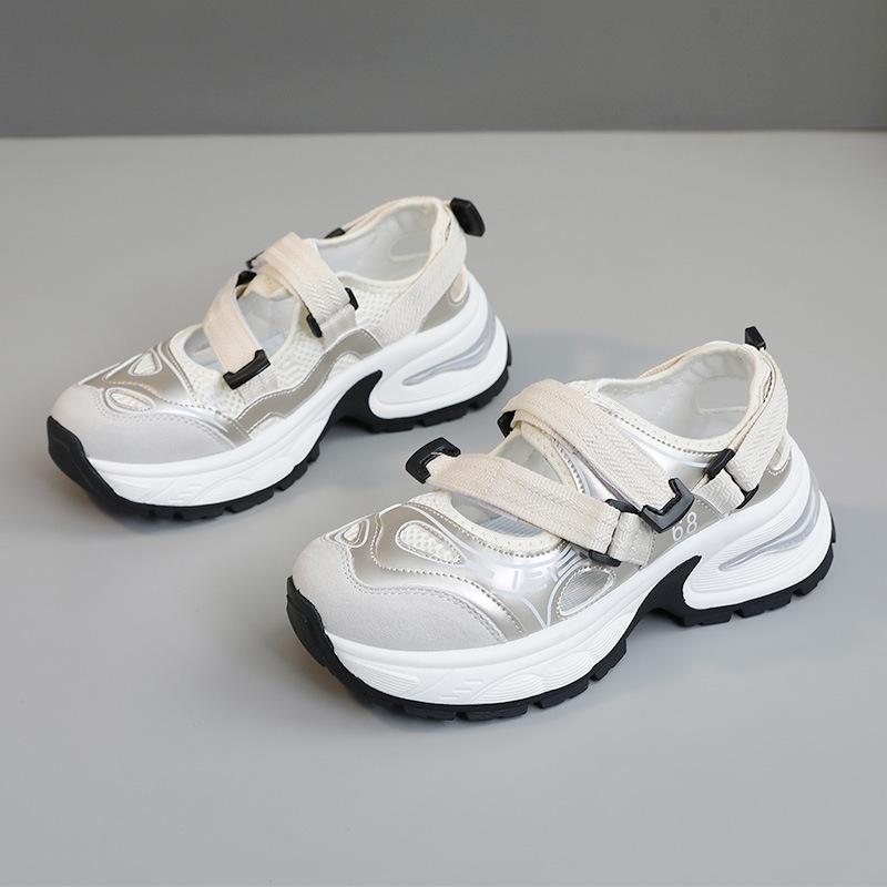 

[Customized] BR1198 new sandals women s 2025 summer breathable height increase casual hollow shoes board shoes versatile little white 40