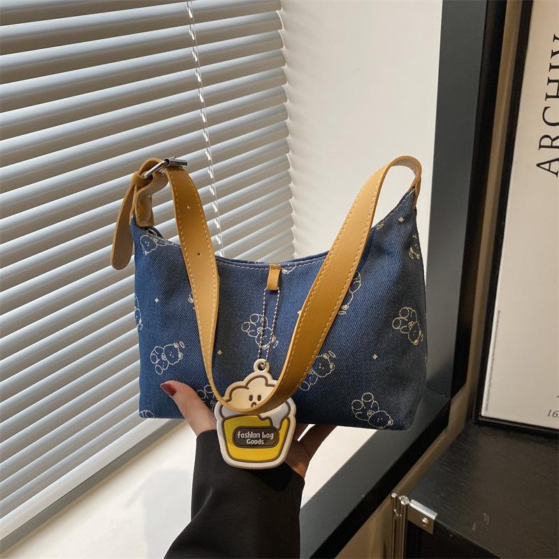 Cute Printed Contrasting Color Underarm Bag Fashionable Versatile Women's Messenger Bag Light Luxury Texture Portable Shoulder Bag High Value