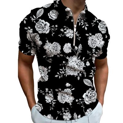 Yeni Çiçekler Erkekler Romantik Randevu Günlük Parti Kısa Kollu Tişört POLO