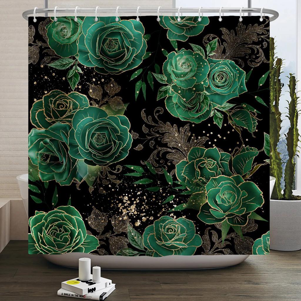 Watercolor Floral Shower Curtain for Bathroom Spring Elegant Flower Printed Bath Curtain Botanical Wildflower Bathroom Decor