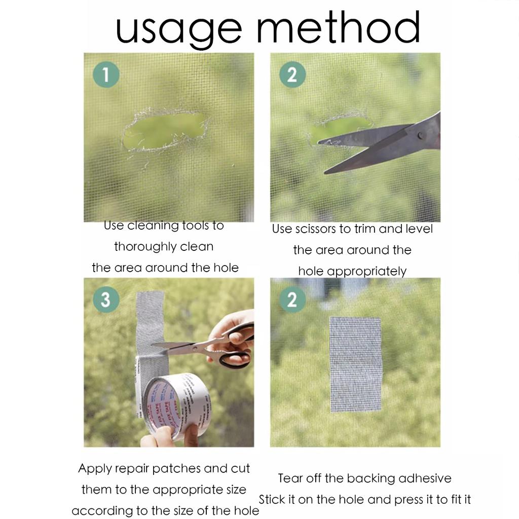 Waterproof Window Screen Repair Tape Door Window Fix Self-adhesive Net Patch Anti-Insect Mosquito Mesh Broken Holes Repair Stick
