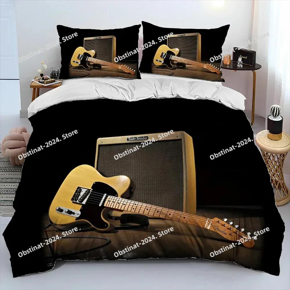 Classical Guitar Electric Guitar Bedding Set Print With Pillowcase Bed Duvet Cover Soft Single Double Queen Super King Size