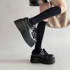 2025 Autumn and Winter New Retro British Style with Skirt Loafers Small Height Increase Black Platform Small Leather Shoes Women