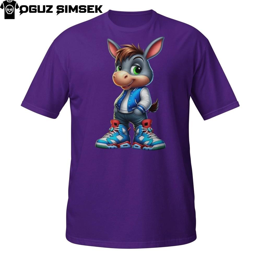 

Cute Donkey Cartoon T-Shirt – Funny Animal Graphic Tee for Kids and Adults S