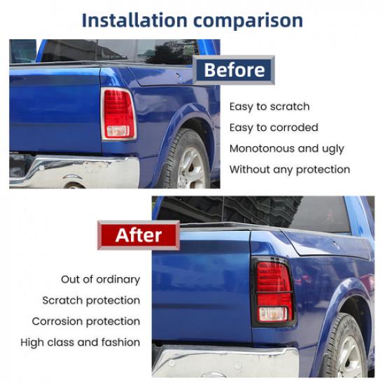 High Gloss Black Tail Light Lamp Cover Overlay Trim For 2010-2018 Ram 1500