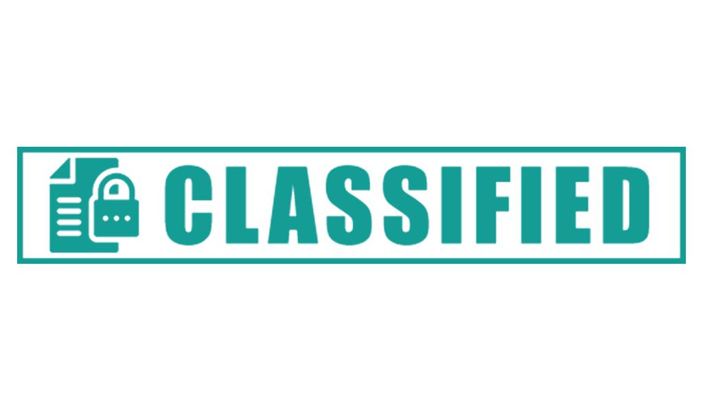 Printtoo Classified Self Inking Rubber Stamp Pre-Inked Office Stamp- Home Office Business Stationery, Black- 42 X 9