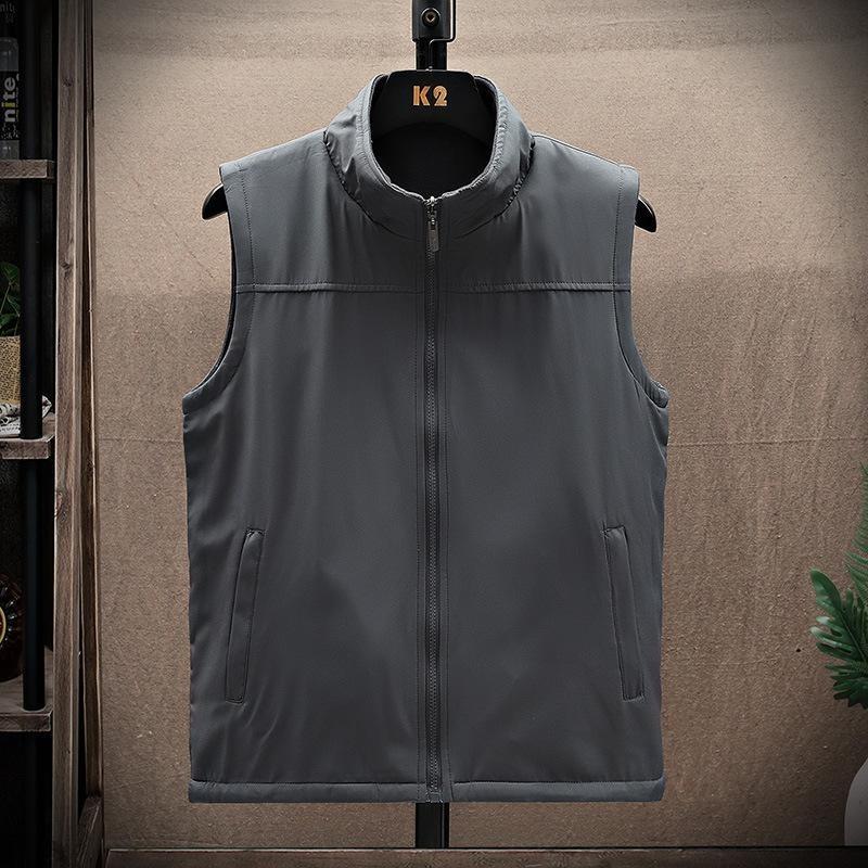 Autumn And Winter New Style Double-sided Vest Men's Stand-up Collar Casual Loose Vest Vest Large Size Vest Warm Jacket For Men