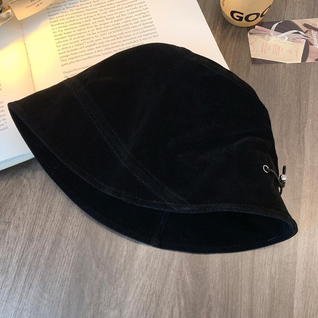 Suede Fisherman Hat Women's Maillard Retro Face Enhancing Small Bucket Versatile Head Circumference Coffee Colored