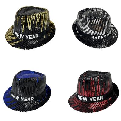 Western Sequined Hat for New Year Eve Adult Winter Autumn Dancing Hat Unisex Headwear Stage Show Roleplaying Headpiece