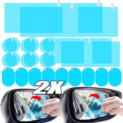 Car Rearview Mirror Protective Film Anti Fog Glare Rainproof Waterproof Mirror Film Clear Nano Coatin Side Windows Sticker 2pcs
