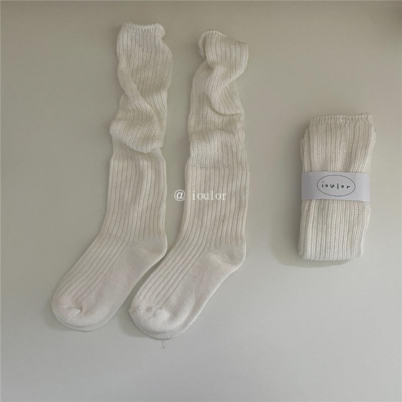 

Ladies Spring and Autumn New Thick Sweet Solid Color Knee Length Calf Pile Socks 1 pair білий