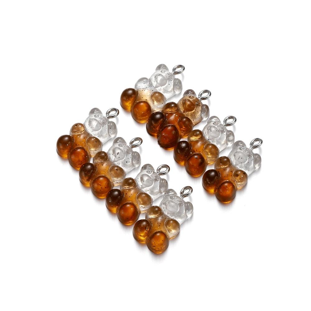 10pcs Colorful Transparent Resin Gummy Bear Charms Pendant Cute Animal Pendant For DIY Necklace Bracelet Jewelry Keychain Making