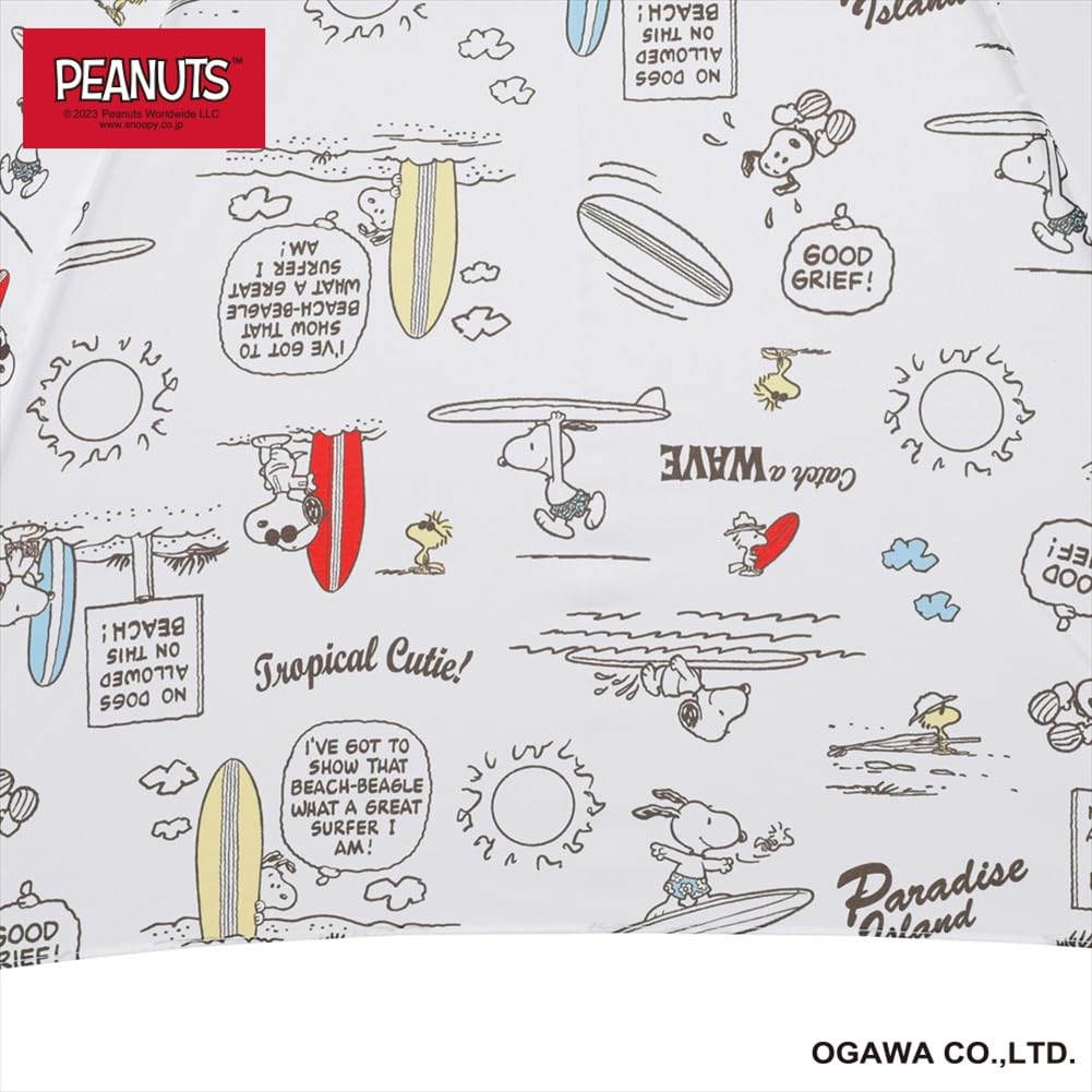 Ogawa Snoopy Folding Umbrella for Women, Peanuts Paradise Island, 55cm, 6 Ribs, 90596